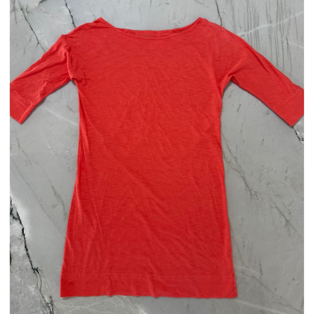 Lilly Pulitzer Cassie Coral 100 Pima Cotton Slub Boatneck Dress 3/4 Sleeve Small